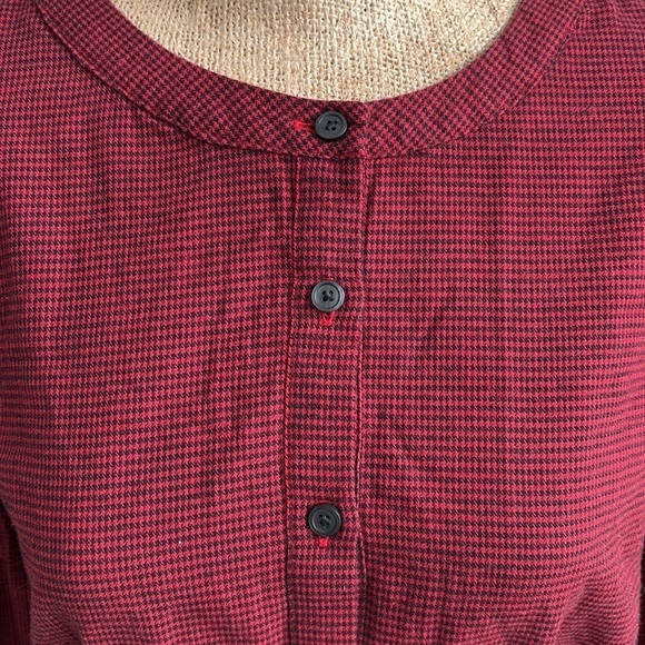 Gap Red Houndstooth Henley Dress Belted Button Up XS NEW! - Picture 7 of 10